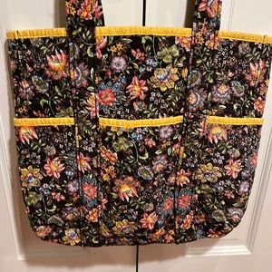 Tote Craft bag with 6 pockets floral Handcrafted